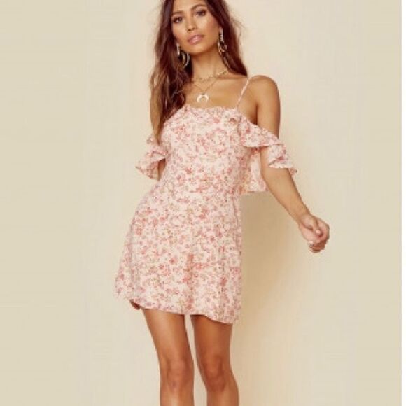 NWOT For Love & Lemons Aurora Floral Cold Shoulder Mini Dress Small - Picture 1 of 10
